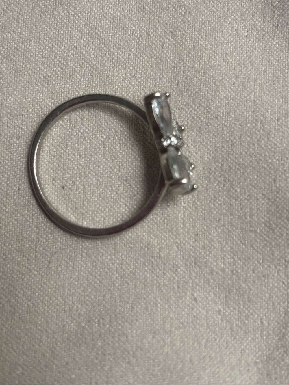 Silver Bow Crystal Ring - Clear Stones - Picture 3 of 4